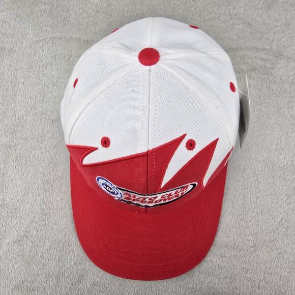 Auto Club Speedway Sharktooth Hat Nascar White Red Vintage NWT Y2K 90s Style - Picture 3 of 11